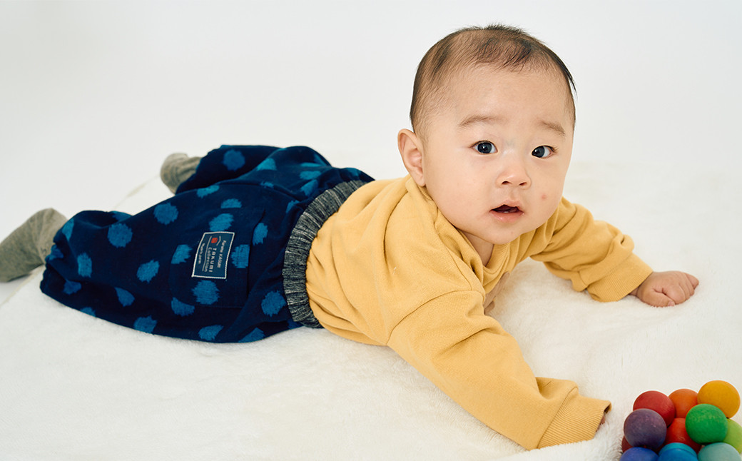  3年使える 【久留米絣の赤ちゃん用もんぺ】 もんぺっぺ 