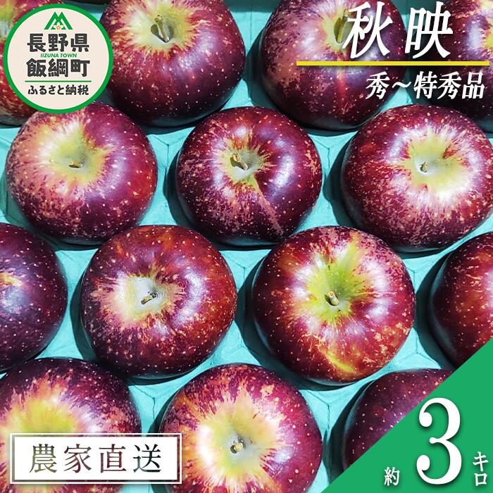【ふるさと納税】 りんご 秋映 秀〜特秀 3kg 松澤農園 沖縄県への配送不可 令和7年度収穫分 長野県 飯綱町 〔 信州 リンゴ 林檎 果物 フルーツ 長野 11000円 予約 農家直送 〕発送時期：2025年10月上旬〜2025年10月下旬 {***}
