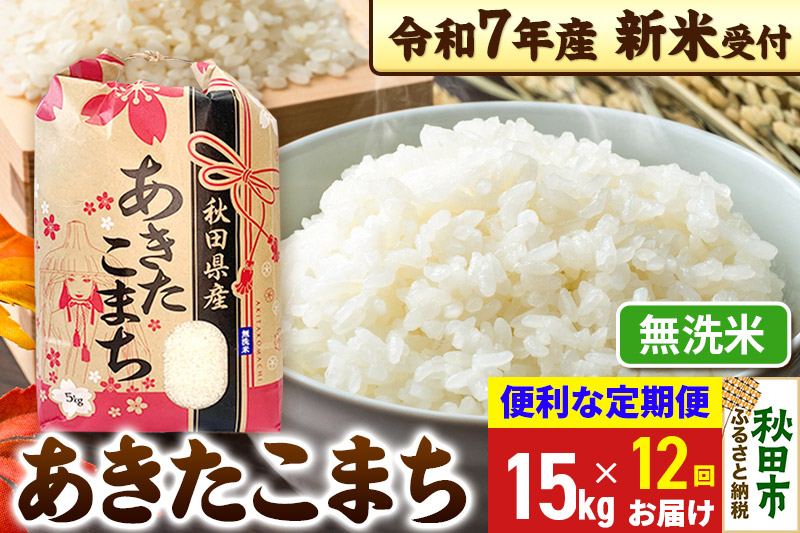 《令和7年産 新米受付》《定期便12ヶ月》 あきたこまち 15kg(5kg×3袋) 【無洗米】秋田県産 こまちライン