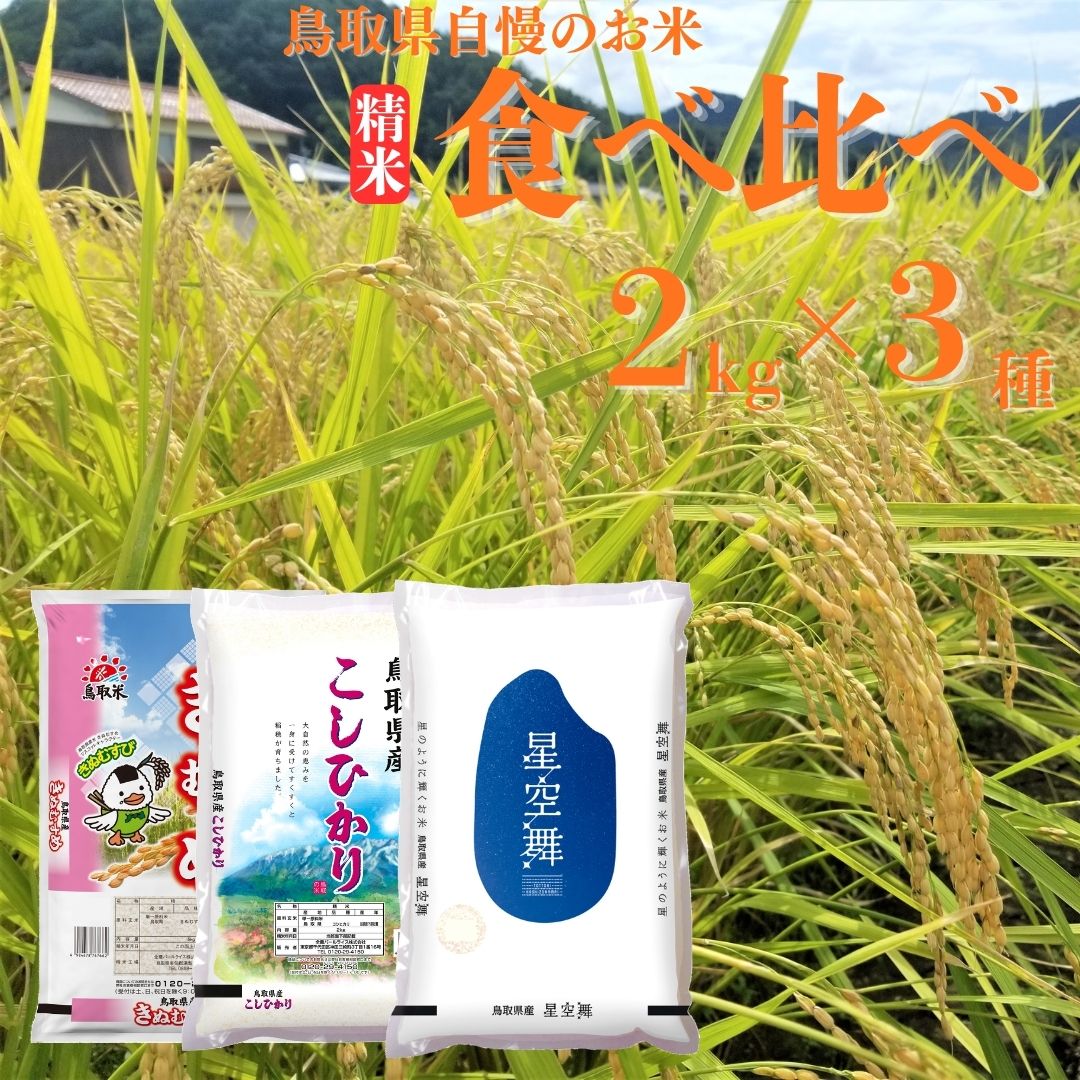 【ふるさと納税】お米 銘柄米 食べ比べ 精米 2kg × 3袋 計 6kg 令和8年産 鳥取県 産 | 送料無料 お米 米 白米 ご飯 こしひかり コシヒカリ きぬむすめ 星空舞