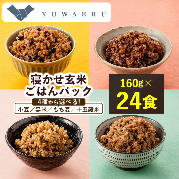 【ふるさと納税】寝かせ玄米ごはんパック【160g×24食】小豆/黒米/もち麦/十五穀米(4種から選択可)_ パックご飯 玄米 パックごはん ご飯 ごはん 玄米ごはん 寝かせ玄米 レンジ 簡単 保存 備蓄 茨城県 稲敷市 送料無料 【配送不可地域：離島・沖縄県】【G1587825】