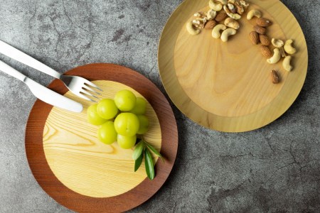 2枚セット 朝食プレート 飛騨の木から生まれた森を守るお皿（リング） kino workshop 飛騨 木工作家 皿 木製 プレゼント ギフト クリスマス お誕生日 結婚祝い にも[Q1098xpi]