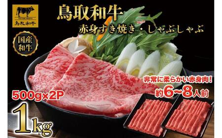 【12か月定期便】鳥取和牛赤身すき焼きしゃぶしゃぶ用1kg(500g×2) 1195