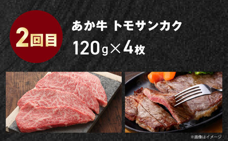 【全3回定期便】【GI認証】くまもとあか牛 食べ比べ F リブロース トモサンカク 赤身モモブロック【有限会社 三協畜産】[YCG143]