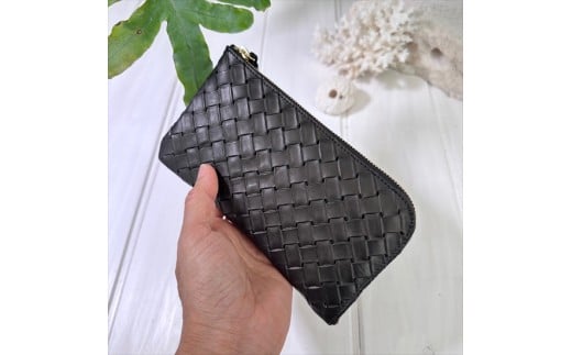 L字ファスナー長財布『CORONコロン』　メッシュシリーズ：配送情報備考　ブラック