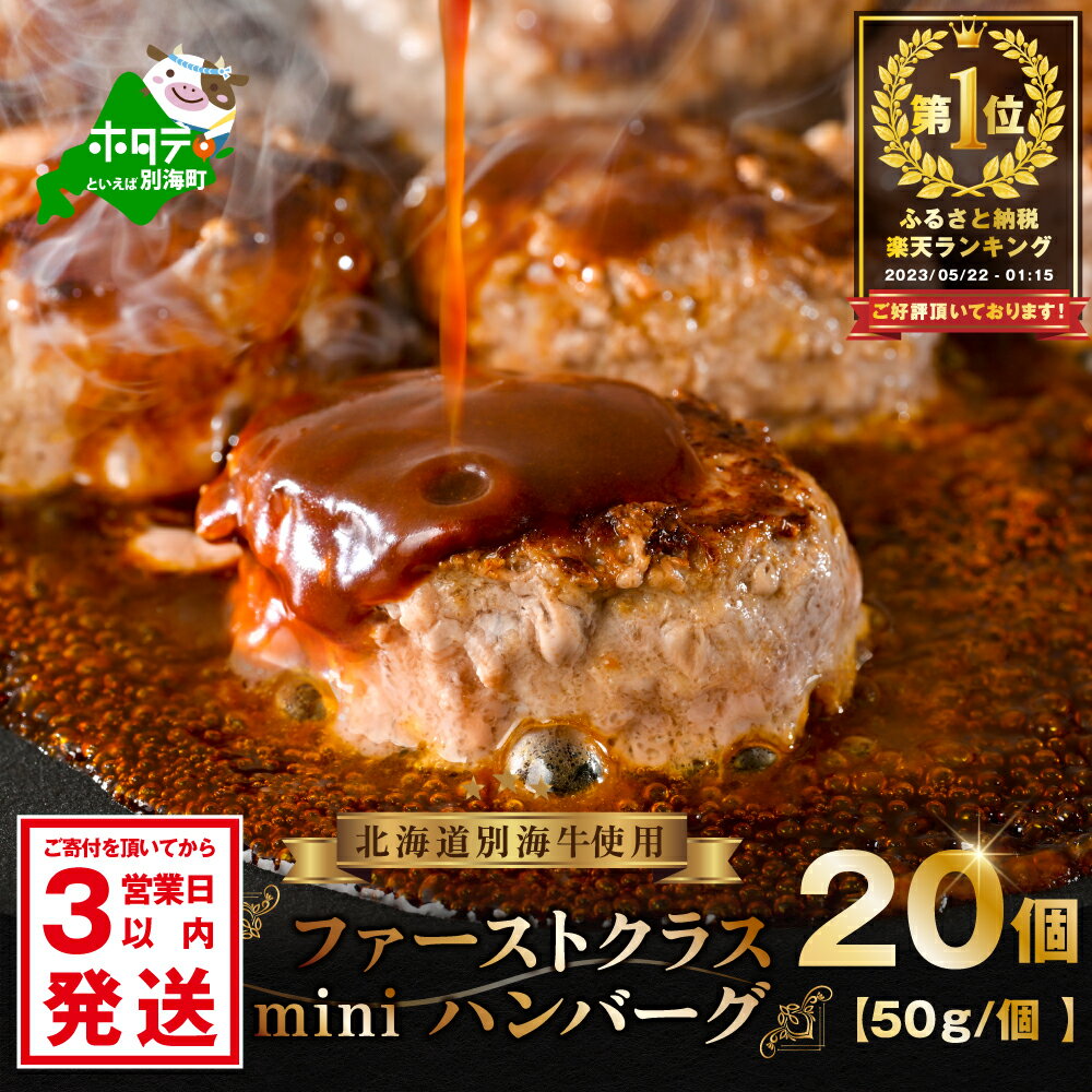 【ふるさと納税】高評価★4.73 すぐ焼ける♪ お弁当にオススメサイズ 北海道別海牛入り ハンバーグ 50g×20個 別海牛 使用 ふるさと納税 訳あり (北海道 別海町 肉 ふるさと納税 ハンバーグ 惣菜 弁当 おかず 牛肉 牛 ふるさと わけあり)