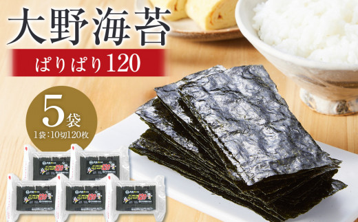 大野海苔 ぱりぱり120(5袋) のり 海苔 味付け海苔 味付のり 味のり 卓上のり 人気 おすすめ 送料無料 味付け海苔 味付けのり 焼き海苔