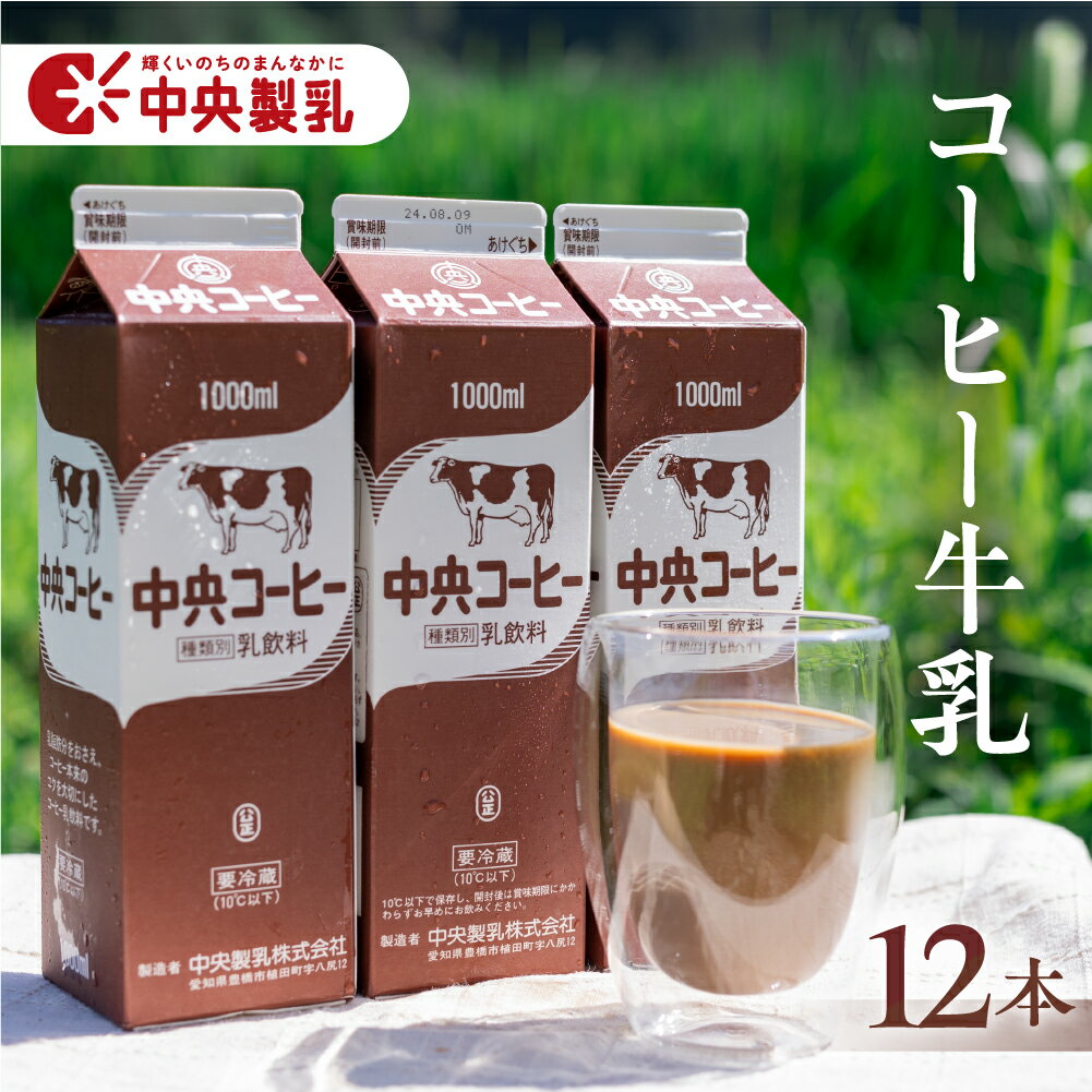 【ふるさと納税】中央製乳 中央コーヒー 1L 12本 計12L 濃い おいしい 乳飲料 新鮮 生乳100%使用 大容量 愛知県産 国産 コーヒーミルク コーヒー牛乳 珈琲 牛乳 送料無料