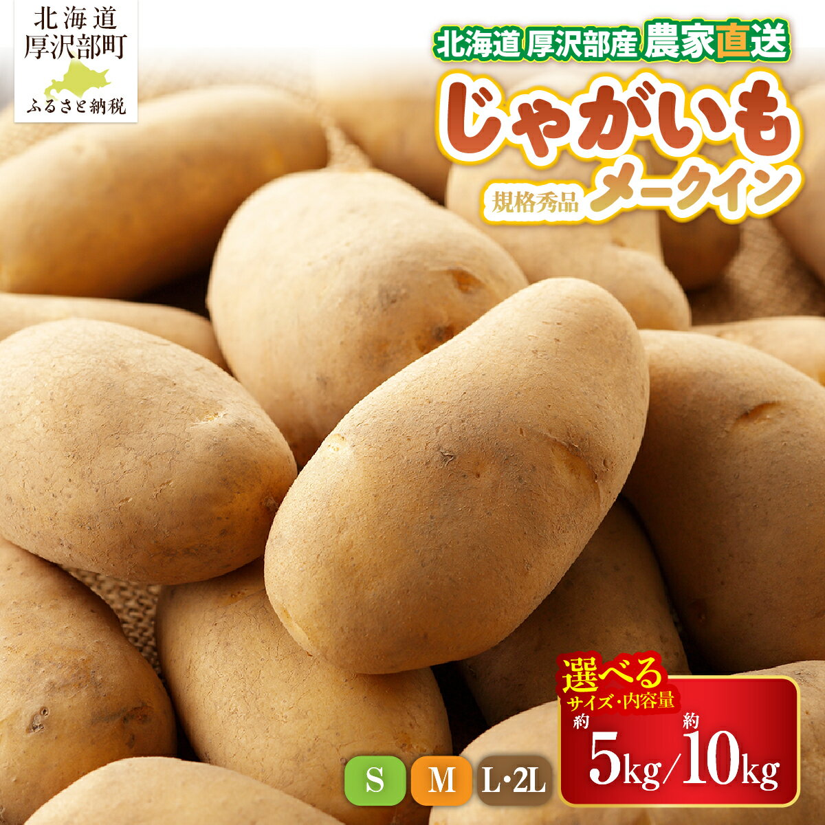 【ふるさと納税】【先行予約 令和8年9月発送】北海道厚沢部町産 メークイン 秀品 選べる 5kg 10kg Sサイズ Mサイズ L・2Lサイズ じゃがいも ジャガイモ あっさぶ・ささき直売所 産地直送