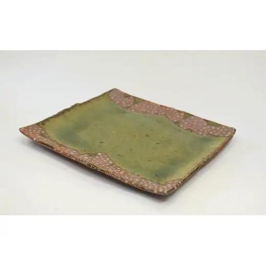 釉彩角皿 ドット模様 和食器 お皿 陶芸品《受注制作》皿 中皿 正方形 和食器 おすすめ プレート パスタ皿 サラダ皿 食器 おしゃれ モダン 陶芸 陶器 陶芸作家