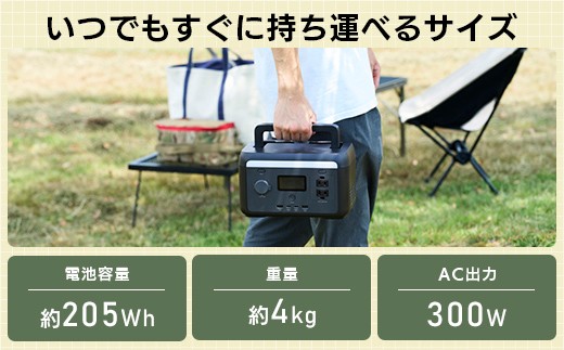 【330-96】ロジテック ポータブル電源 200P ソーラーパネル 100W セット 容量 205Wh AC出力 300W【DE-PS200PLBK+MPA-SP100DLNV】