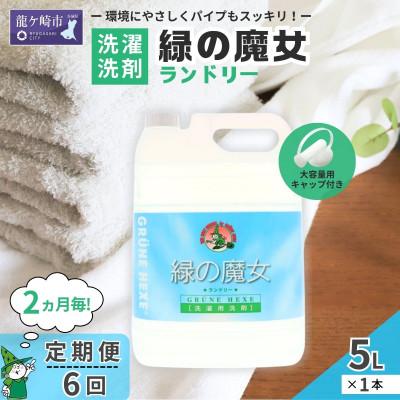 ふるさと納税 龍ケ崎市 【2ヵ月毎定期便】次世代型環境配慮型洗剤 緑の魔女ランドリー5L×1 全6回