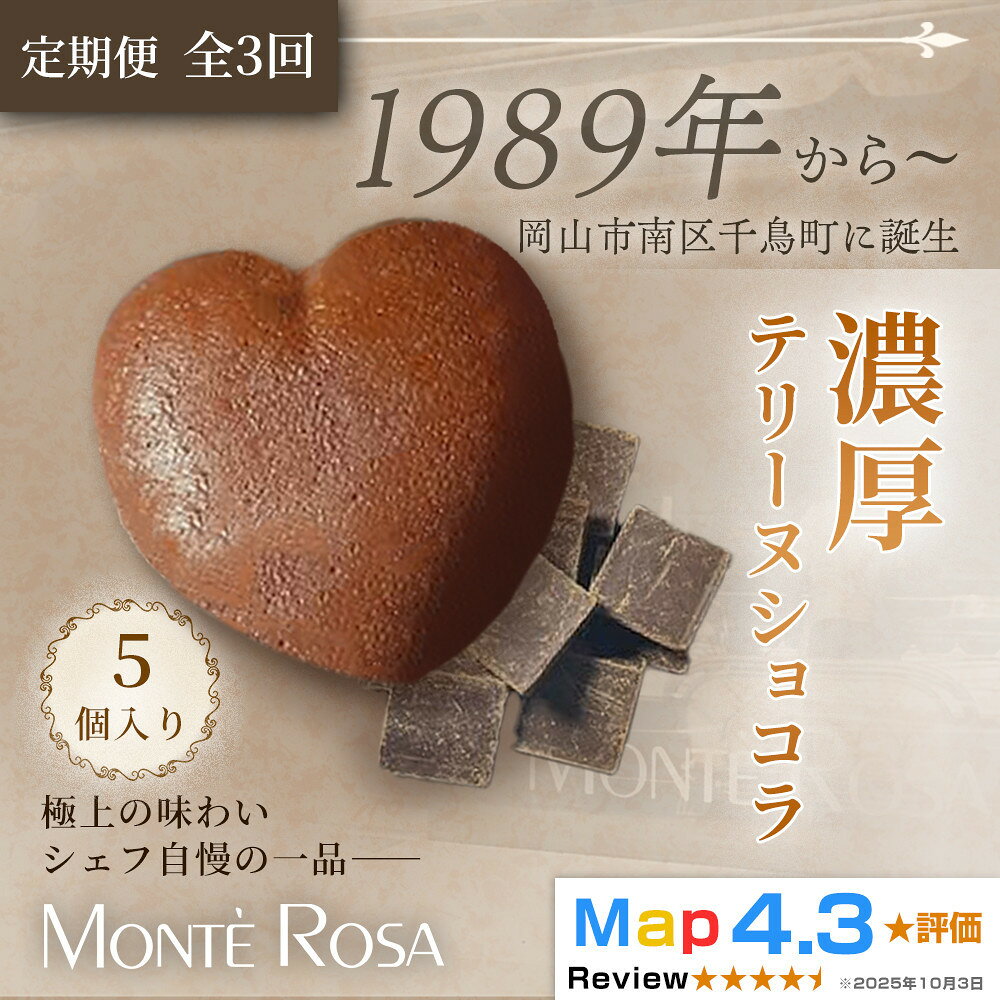 【ふるさと納税】【定期便・全3回】モンテローザ テリーヌショコラ（5個セット）×3回｜バレンタイン ギフト 洋菓子 焼き菓子 濃厚ショコラスイーツ チョコレートケーキ 誕生日 お祝い 岡山県 岡山市 | 菓子 おかし スイーツ デザート 食品