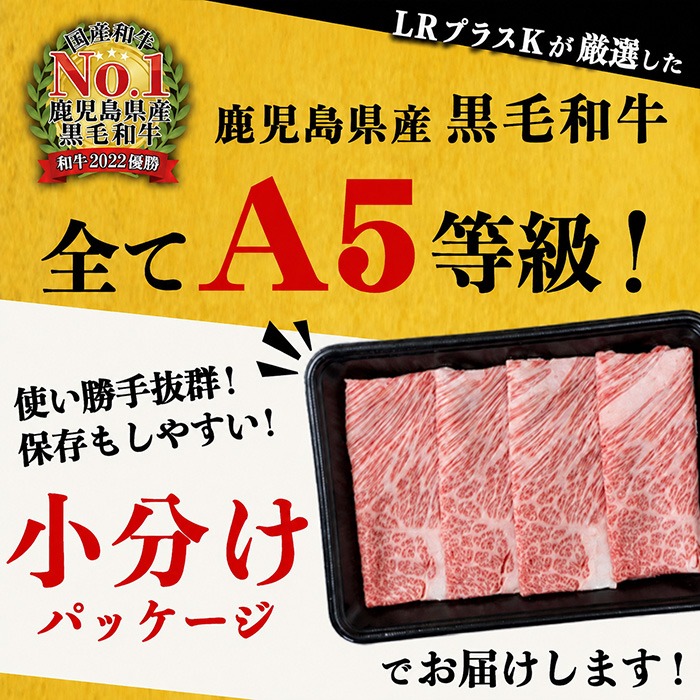 A5等級！鹿児島県産 黒毛和牛肩ローススライス 計1,000g (200g×5P) b0-163-A