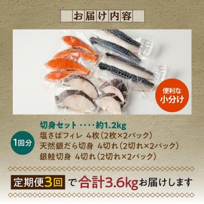 ふるさと納税 湯浅町 【毎月定期便】和歌山魚鶴仕込みのだし漬け銀だら切身4切・銀鮭切身4切・塩さばフィレ4枚全3回 |  | 03
