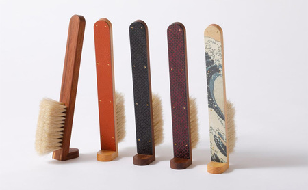 STAND BRUSH ／スタンダード 牛革 茶 ブラシ 卓上ブラシ 洋服ブラシ 馬毛 工芸品 日本製 墨田区 東京 メープル