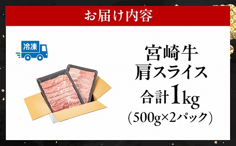宮崎牛 肩スライス 合計1kg 国産 スライス 1kg 2パック 国産牛 ブランド牛 和牛 カレー 焼肉 すき焼き しゃぶしゃぶ すきしゃぶ 牛丼 肉じゃが 牛肉 牛 肉 小分け パック 冷凍 グルメ お取り寄せ ギフト