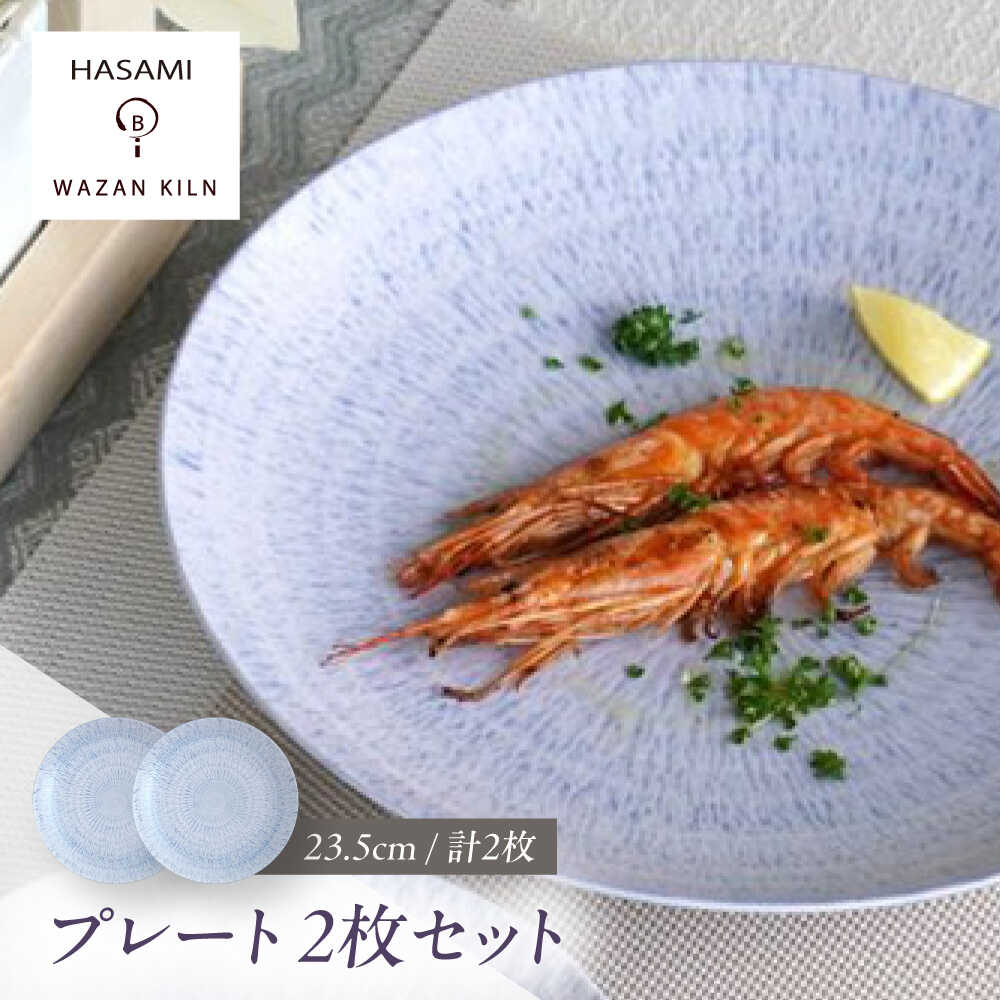 【ふるさと納税】【波佐見焼】大皿 sazanami 23.5cmプレート ブルー 2枚【和山】[WB179]