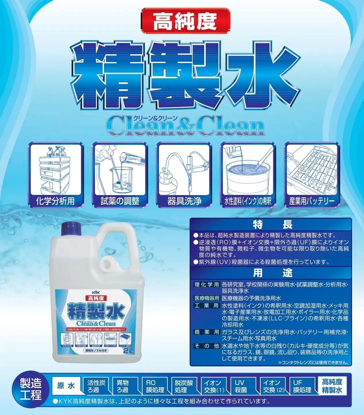 高純度精製水クリーン＆クリーン 2本　カー用品 洗車用品 精製水