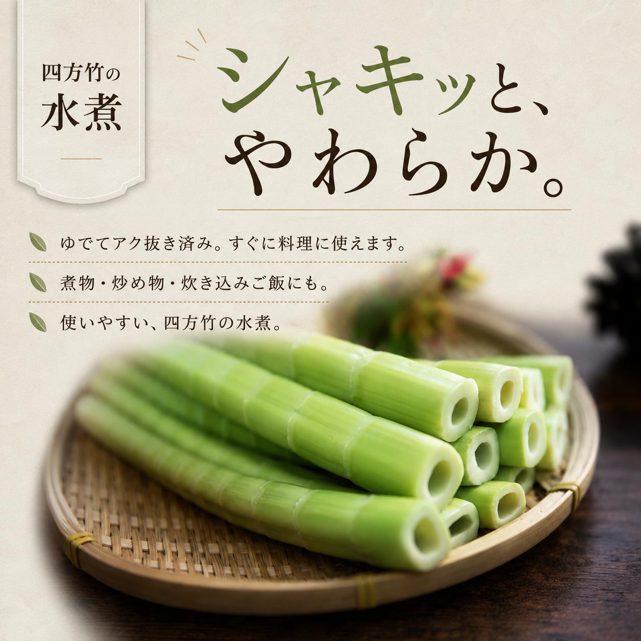 【8月までの受付限定】 国産 四方竹 水煮 120g × 3袋 (2026年11月～発送) | 筍 たけのこ 竹の子 タケノコ 先行予約 珍味 希少 煮物 炊き込みご飯 天ぷら 炒め物 常温 高知 南