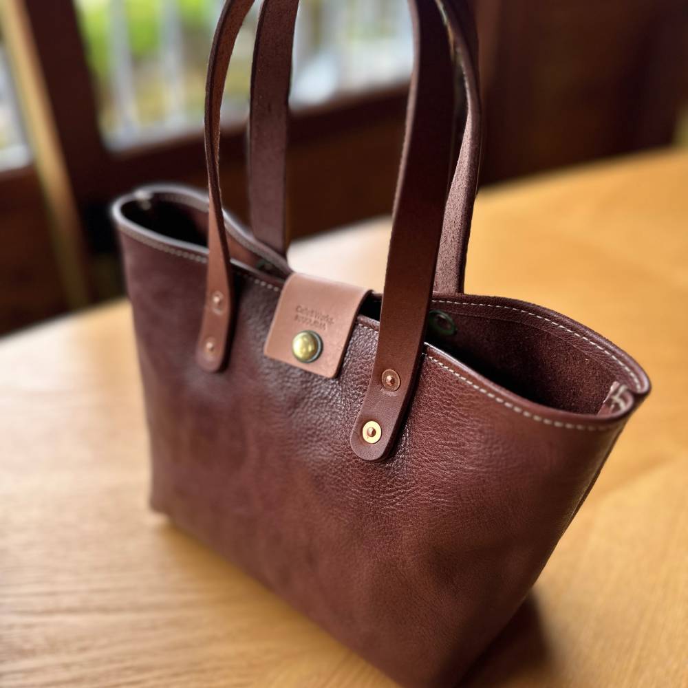 84-8 本革ミニトートバッグ（ブラウン）【レザークラフト】