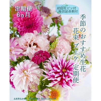 ふるさと納税 芸西村 【毎月定期便】芸西村産季節の生花花束 ブーケL 初回花瓶付 毎回延命剤付 全6回