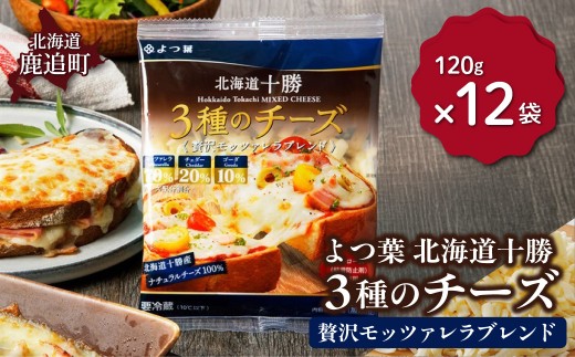 よつ葉北海道十勝　3種のチーズ《贅沢モッツァレラブレンド》 12袋 【 ふるさと納税 人気 おすすめ ランキング よつ葉 乳製品 贈答 プレゼント 贈り物 ギフト ごほうび セット 北海道産 十勝産 北海道 鹿追町 送料無料 】 SKA064