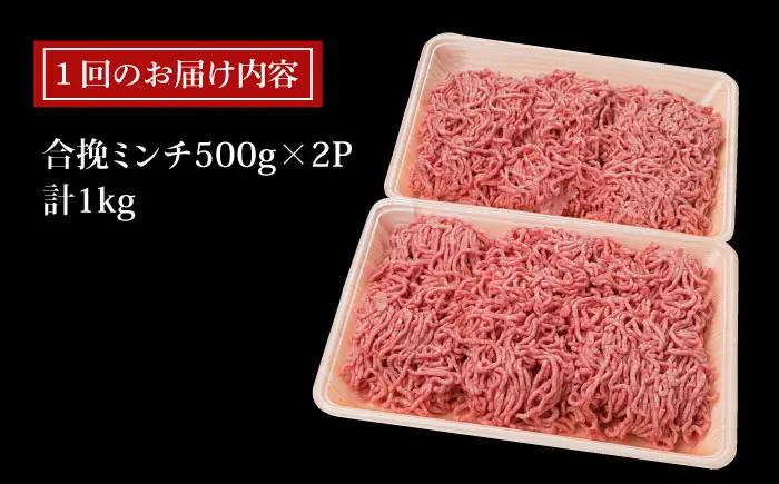 【全12回定期便】糸島和牛 糸島豚 合挽ミンチ 500g×2p×12回 計12kg 糸島ミートデリ工房 [ACA259]