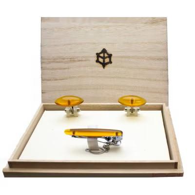 ふるさと納税 長崎市 本鼈甲 白甲 カフス 3点セット キャッツアイ　〜長崎べっ甲細工まるとみ〜 |  | 02