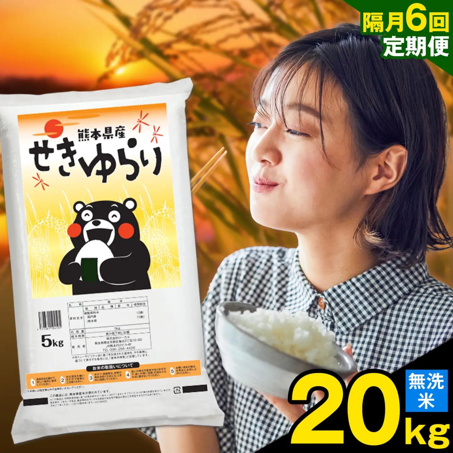 無洗米 せきゆらり 20kg 隔月6回 熊本県産 国産 無洗