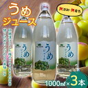 【ふるさと納税】うめジュース (1000ml瓶×3本) 【森の菜園】 フルーツ王国 梅 ウメ うめ ウメジュース 梅ジュース 青森 南部町 三戸 南部 1L 1ℓ 豊後梅 セット F21U-196