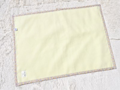 名入れ可 綿100% ベビー毛布 (クリームイエロー／花) 85×115cm 毛布の町泉大津市産 [3340]