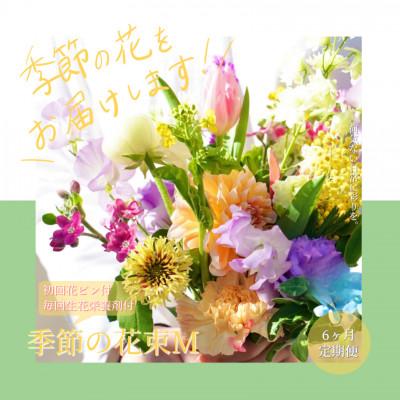 ふるさと納税 芸西村 【毎月定期便】芸西村産季節の生花花束　ブーケM　初回花瓶付　毎回延命剤付【t155tmf】　全6回