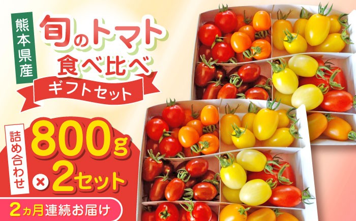 
            【全2回定期便】【期間限定】熊本県産 減農薬栽培 トマト ミディトマト 詰め合わせ 800g×2セット 計1600g 食べ比べ ギフトセット 産地直送【矢仁田農園】 [YDE018]
          