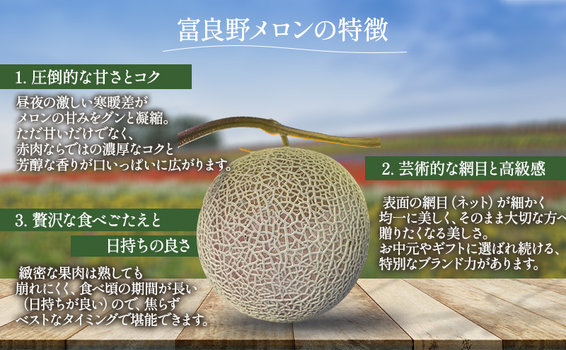 【先行予約】富良野メロン 赤肉 大玉 1玉（2.2kg以上）北海道 ふらのメロン フルーツ 果物 2027年発送