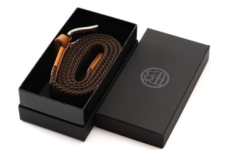 組紐 ベルト CLVER オイルレザー 30mm 焦げ茶 【 ベルト 】