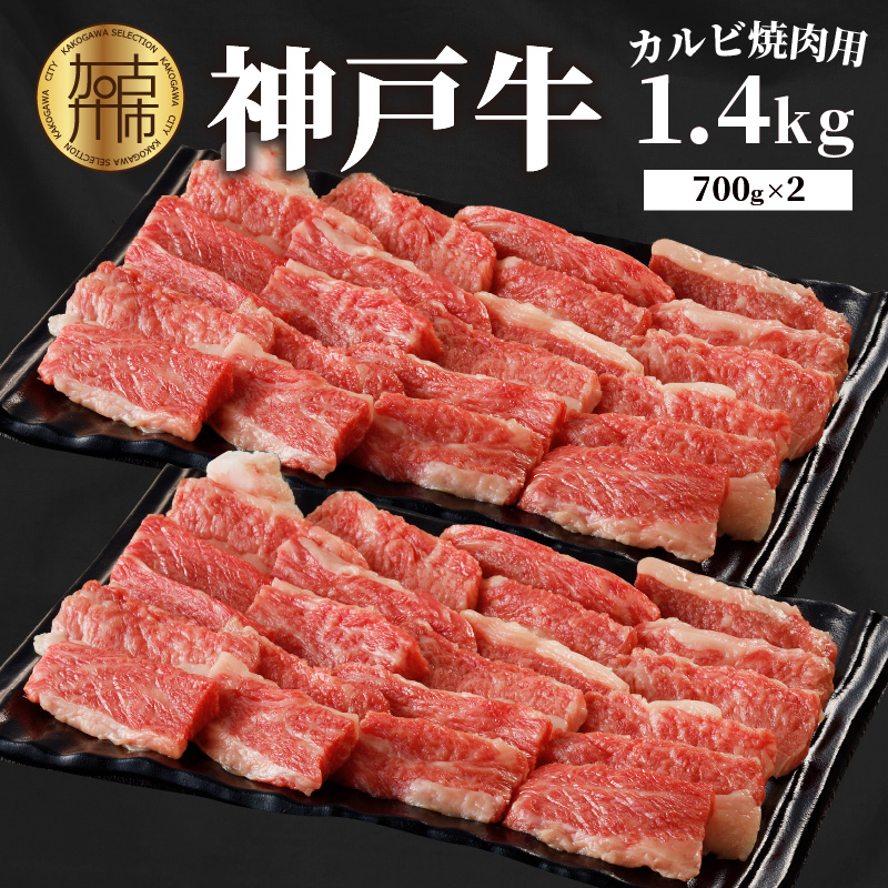 神戸牛カルビ焼肉1.4kg(700g×2) 《 肉 カルビ 神戸牛 焼肉 サシ 国産 1.4kg 小分けタイプ プレゼント お取り寄せ 送料無料 おすすめ》【2404A00215】