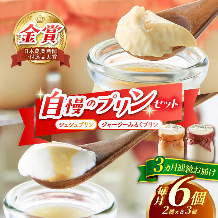 【ふるさと納税】【3回定期便】シュシュプリンとジャージーみるくプリンセット 6個/月（計18個）/ プリン スイーツ ミルク ジャージ?牛乳 / 大村市 / おおむら夢ファームシュシュ[ACAA312]