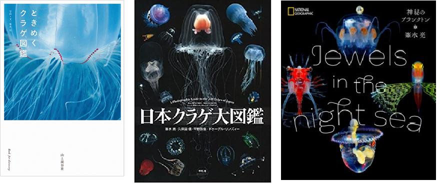 
                  清水町ふるさと大使 清水町在住  海洋生物 写真家 峯水 亮  『ときめくクラゲ図鑑』＆『日本クラゲ大図鑑』＆『Jewelsin the night sea　神秘のプランクトン』　３冊セット　図鑑 写真集 海
                