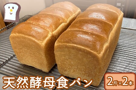国産小麦の天然酵母食パン(2斤×2本)【A-827】パン トースト フレンチトースト しょくぱん 朝食 朝ごはん おやつ 天然酵母 ベーカリー パン屋 冷凍 飯塚
