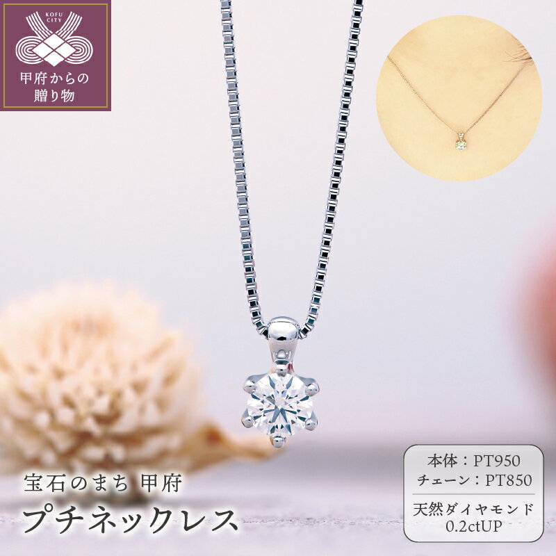 【ふるさと納税】＜ 甲府ジュエリー ＞ ネックレス ペンダント プチ ジュエリー レディース アクセサリー 天然 ダイヤモンド 0.2ctUP プラチナ エレガント エンゲージ ギフト プレゼント ジュエリーケース付 鑑定書付 保証書付 k290-001