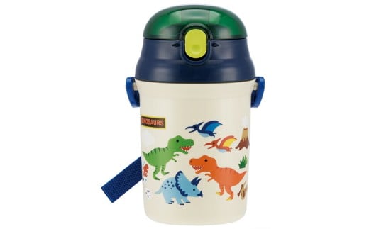 水筒 340ml  ストロー付き プラスチック水筒 キッズ 軽量 子供〈スケーター skater〉 ディノサウルス 恐竜 ダイナソー 水筒 奈良県 奈良市 なら 4-102