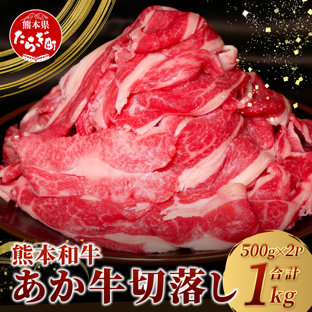 あか牛 切り落とし 切り落とし 1kg （500g×2）  【 あか牛 牛肉 大容量 小分け 肉 熊本産 国産牛 和牛 赤身 ヘルシー 熊本県 多良木町 牛肉 タレ付 】046-0621
