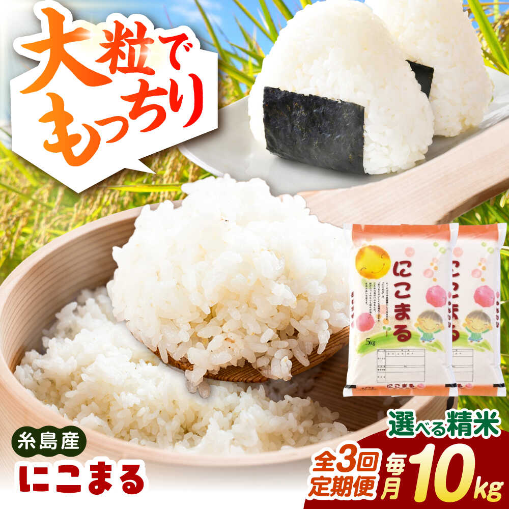 【ふるさと納税】【全3回定期便】【精米方法が選べる！】にこまる 10kg（5kg×2袋） 糸島市 / 玄米・精米専門店 新飼宗一郎商店[ADE026] 白米 玄米 常温7万2千円72000円