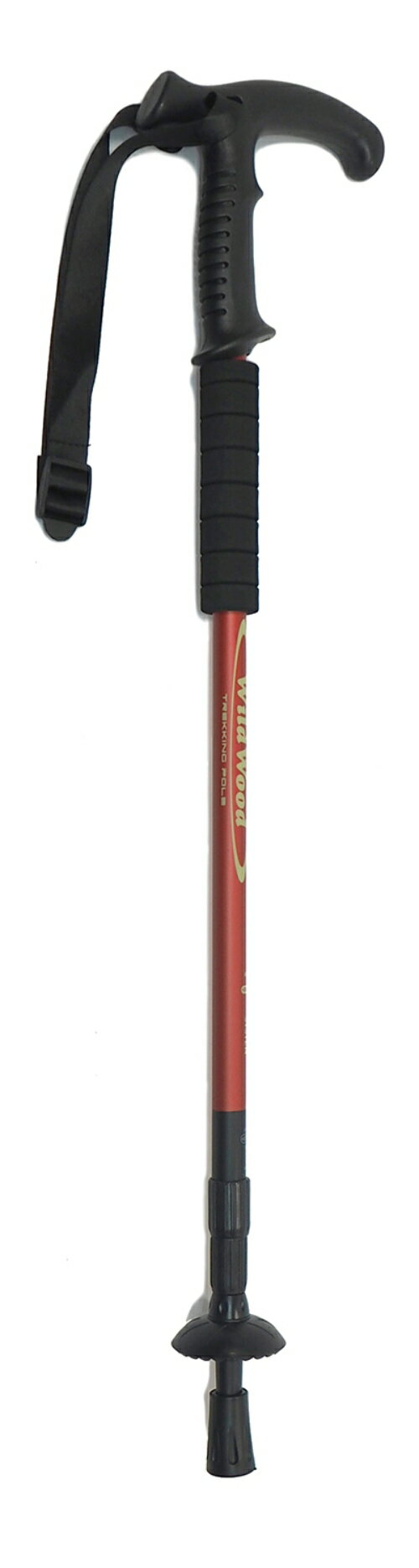 【ふるさと納税】WILD WOOD アンチショックトレッキングポール（T型グリップ） レッド 1本 ／ ジェイクリエイト アウトドア 衝撃吸収機能付き 登山 奈良県 田原本町