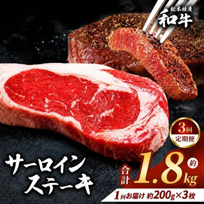 【定期便3回】栃木県産和牛 サーロインステーキ 約200gx3枚 