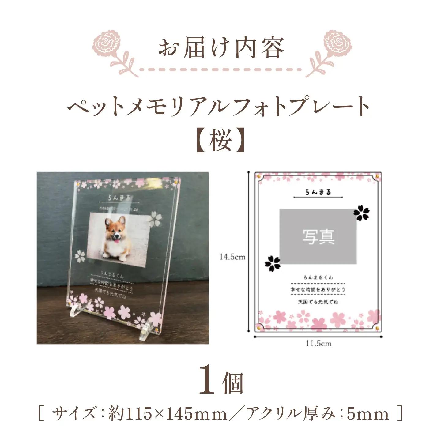 ペットメモリアルフォトプレート【桜】 / 思い出 ペット アクリルスタンド / 稲沢市 / Savoia[BMAN003-07]