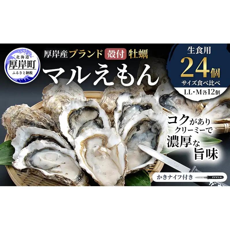 厚岸産牡蠣 マルえもん LL・M 食べ比べ 各12個 牡蠣