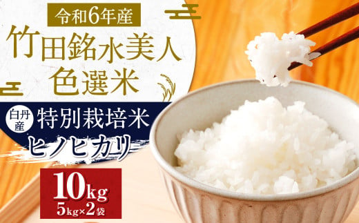 令和6年産 竹田銘水美人色選米 10kg 【白丹産：特別栽培米ヒノヒカリ】5kg×2袋【2024年11月上旬～順次発送予定】