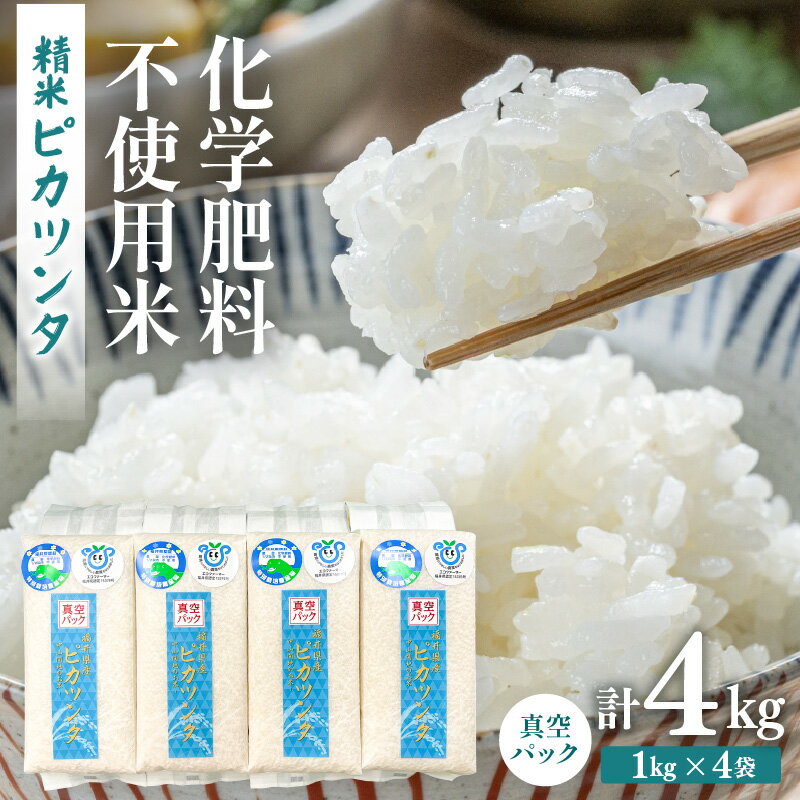 【ふるさと納税】【令和7年産】化学肥料不使用 ピカツンタ 精米 4kg（真空パック1kg×4袋）